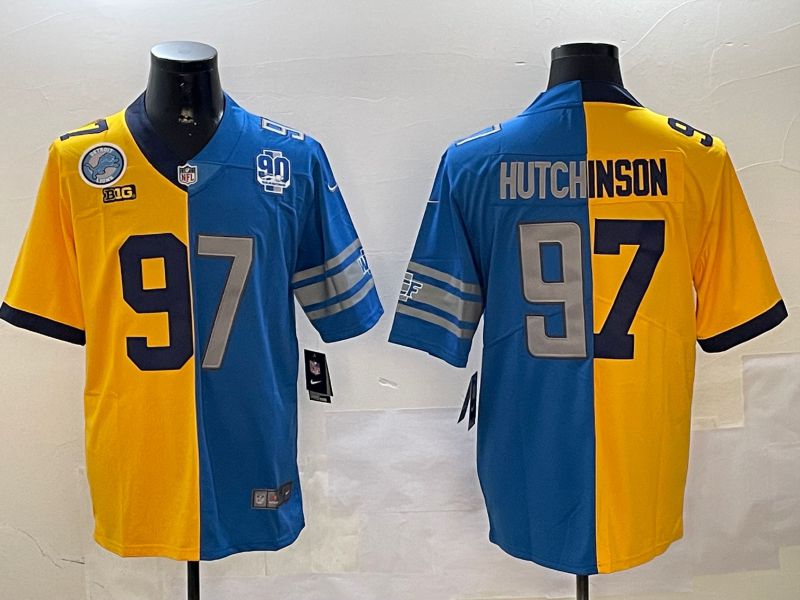 Men Detroit Lions #97 Hutchinson Blue yellow 2024 Nike Limited NFL Jersey style 4->detroit lions->NFL Jersey